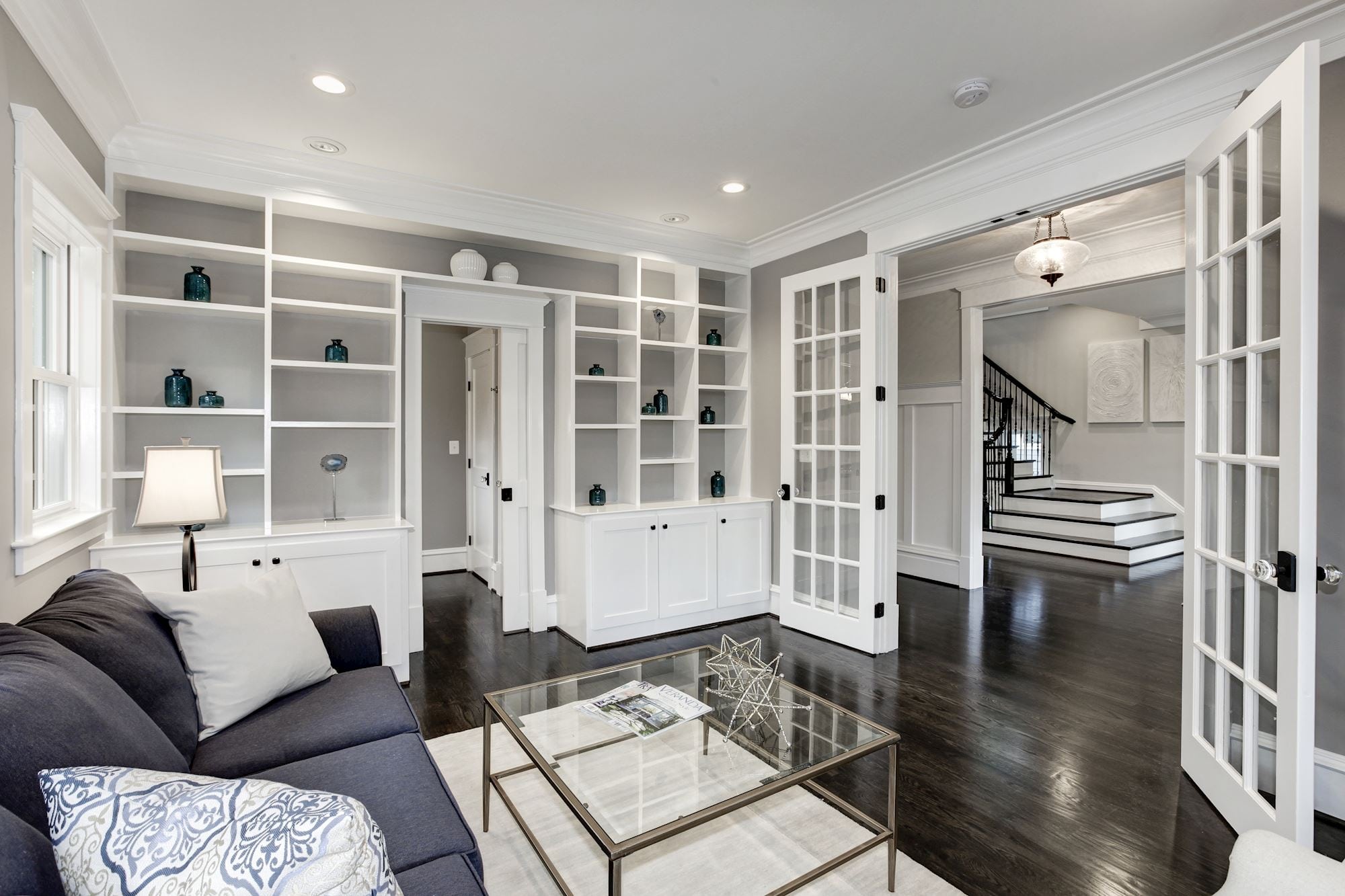 Library has closet and private entrance to full bath enabling this as a first floor en suite bedroom. Custom Home by Custom Builder, North Arlington, VA 22207