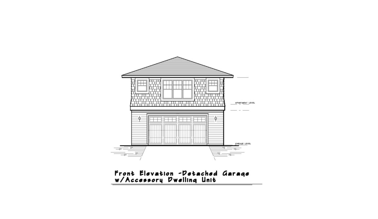 Detached Garage with ADU 1 Front Elevation B_W