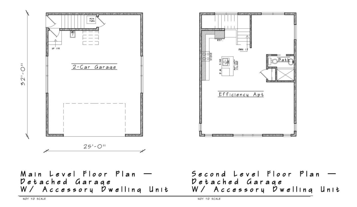 Detached Garage with ADU 2 Main and Second Level Floor Plans
