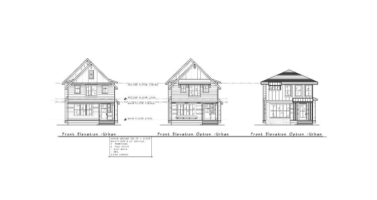 Urban 1 THREE Front Elevation Options B_W